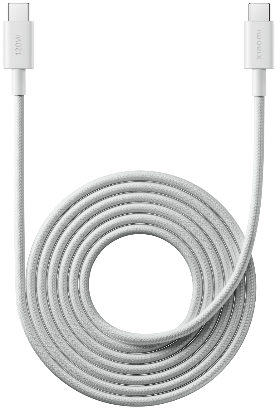 Cabo de Dados e Carregamento USB-C - USB-C Xiaomi, 120W, 2m, Branco BHR087AGL