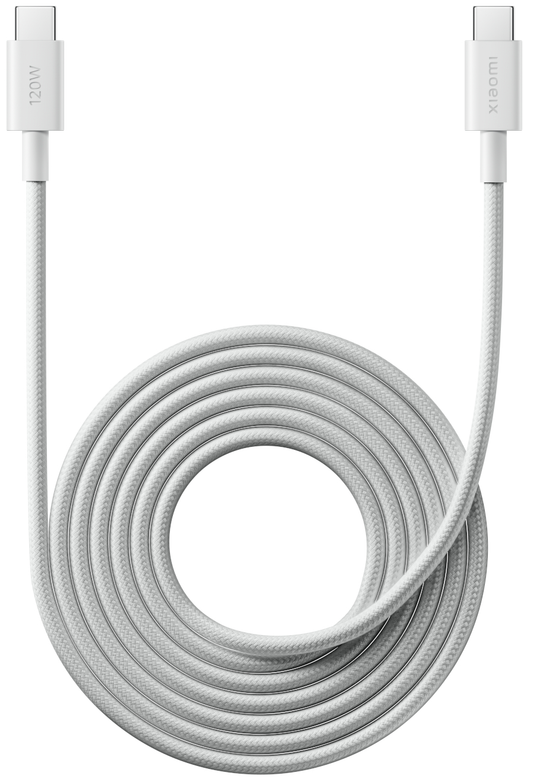 Cabo de Dados e Carregamento USB-C - USB-C Xiaomi, 120W, 2m, Branco BHR087AGL