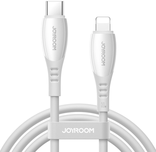 Cabo de Dados e Carregamento USB-C - Lightning Joyroom S-A59 Vibrant, 30W, 1,2m, Branco