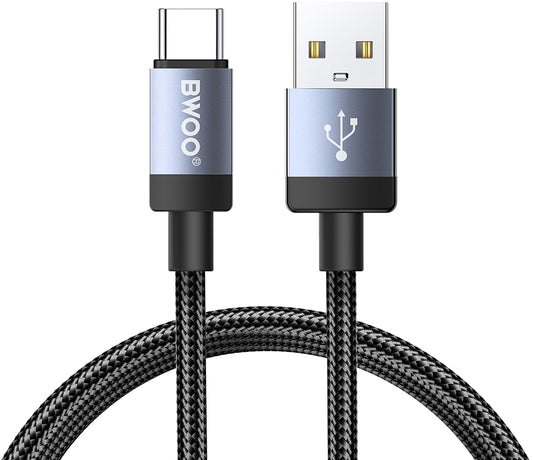 Cabo de Dados e Carregamento USB-A - USB-C BWOO BO-X401C, 18W, 1m, Preto