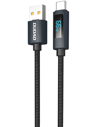 Cabo de Dados e Carregamento USB-A - USB-C Dudao L7T Display, 66W, 1m, Preto