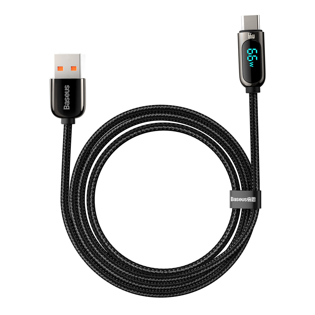 Cabo de Dados e Carregamento USB-A - USB-C Baseus Display, 66W, 2m, Preto CASX020101
