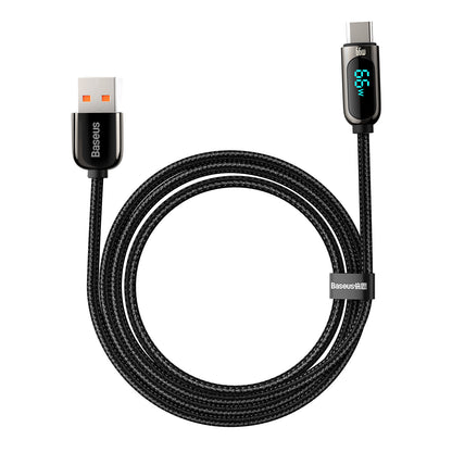 Cabo de Dados e Carregamento USB-A - USB-C Baseus Display, 66W, 2m, Preto CASX020101