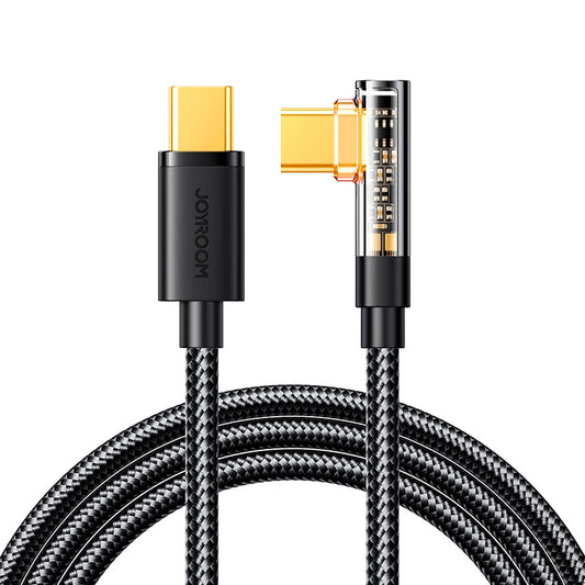 Cabo de Dados e Carregamento USB-C - USB-C Joyroom S-CC100A6 Angled, 100W, 1.2m, Preto