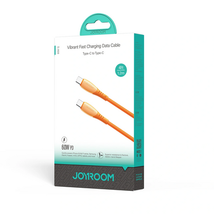 Cabo de Dados e Carregamento USB-C - USB-C Joyroom S-A59 Vibrant, 60W, 1.2m, Laranja