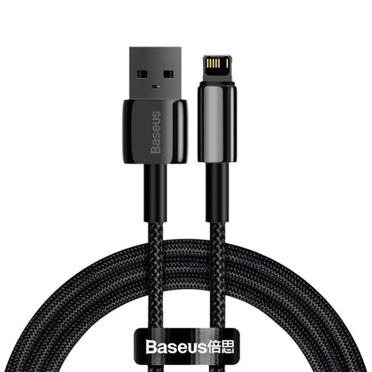 Cabo de carregamento e dados USB-A - Lightning Baseus Tungsténio Dourado, 20W, 1m, Preto CALWJ-01 