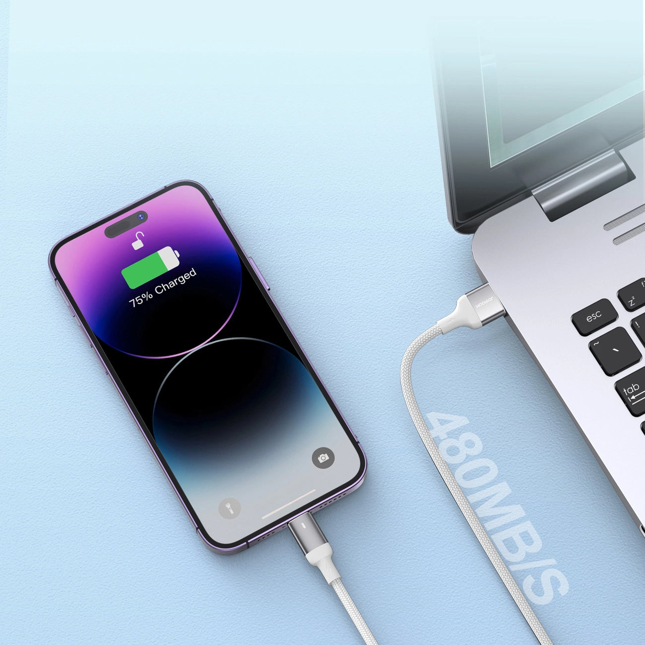 Cabo de Dados e Carregamento USB-C - Lightning Joyroom S-A10, 20W, 1.2m, Branco