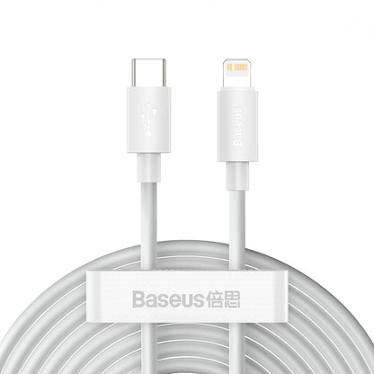 Baseus Simple Wisdom USB-C - Cabo de carregamento e dados Lightning Simple Wisdom, 20W, 1,5m, Conjunto 2 peças, Branco 