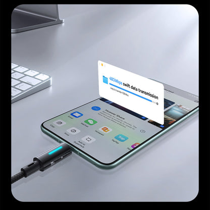 Cabo de Dados e Carregamento USB-A - USB-C Baseus Lit Button Control, 100W, 2m, Preto P10379002121-01