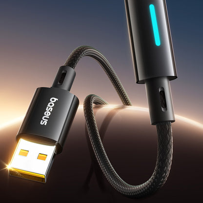 Cabo de Dados e Carregamento USB-A - USB-C Baseus Lit Button Control, 100W, 2m, Preto P10379002121-01