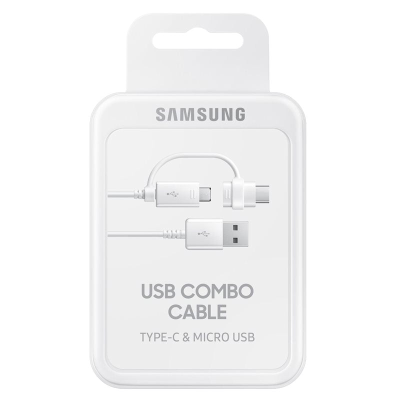 Cabo de carregamento e dados USB-A - USB-C / microUSB Samsung Combo 2em1, 18W, 1,5 m, branco EP-DG930DWEGWWW