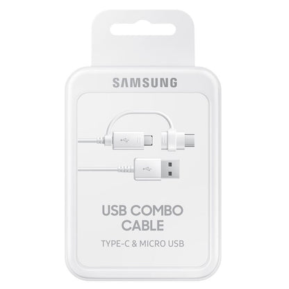 Cabo de carregamento e dados USB-A - USB-C / microUSB Samsung Combo 2em1, 18W, 1,5 m, branco EP-DG930DWEGWWW