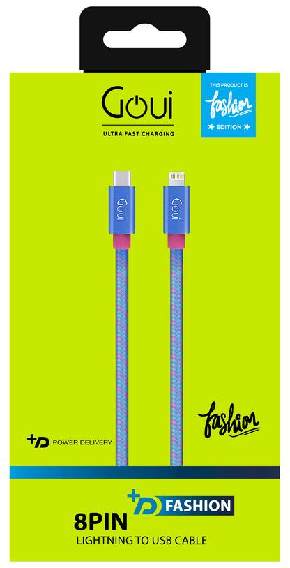 Cabo de carregamento e dados USB-C - Lightning Goui Fashion, 18W, 1m, azul G-FASHIONC94B