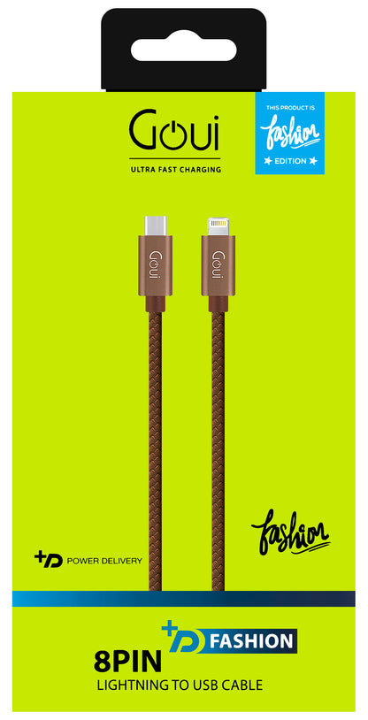 Cabo de carregamento e dados USB-C - Lightning Goui Fashion, 18W, 1m, castanho G-FASHIONC94BR