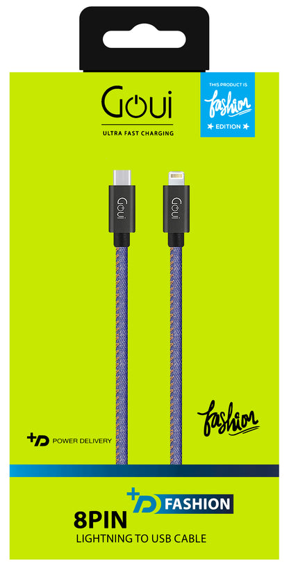 Cabo de carregamento e dados USB-C - Lightning Goui Fashion, 18W, 1m, azul G-FASHIONC94JB