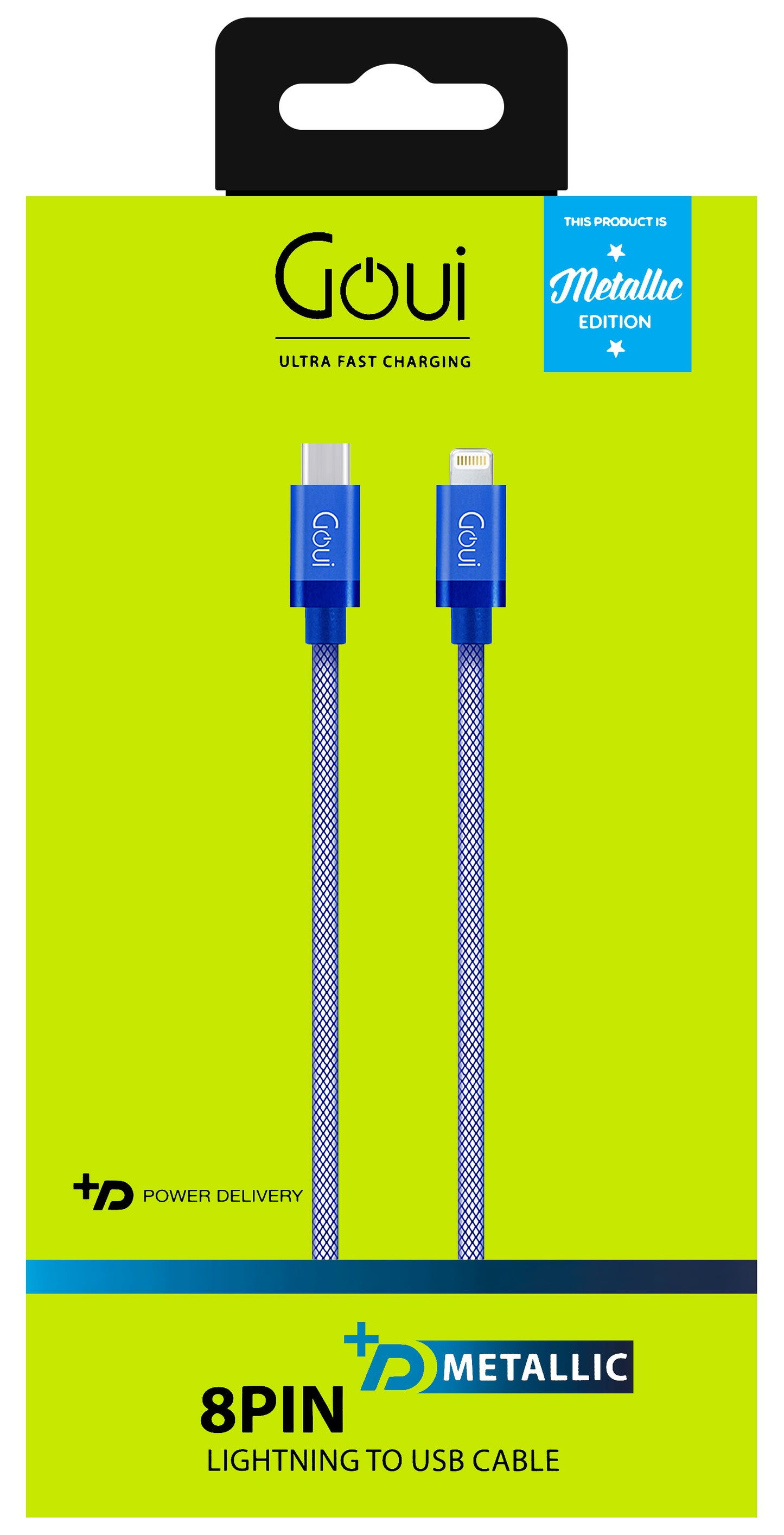 Cabo de carregamento e dados USB-C - Lightning Goui metálico, 18W, 1m, azul G-METALLICC94B