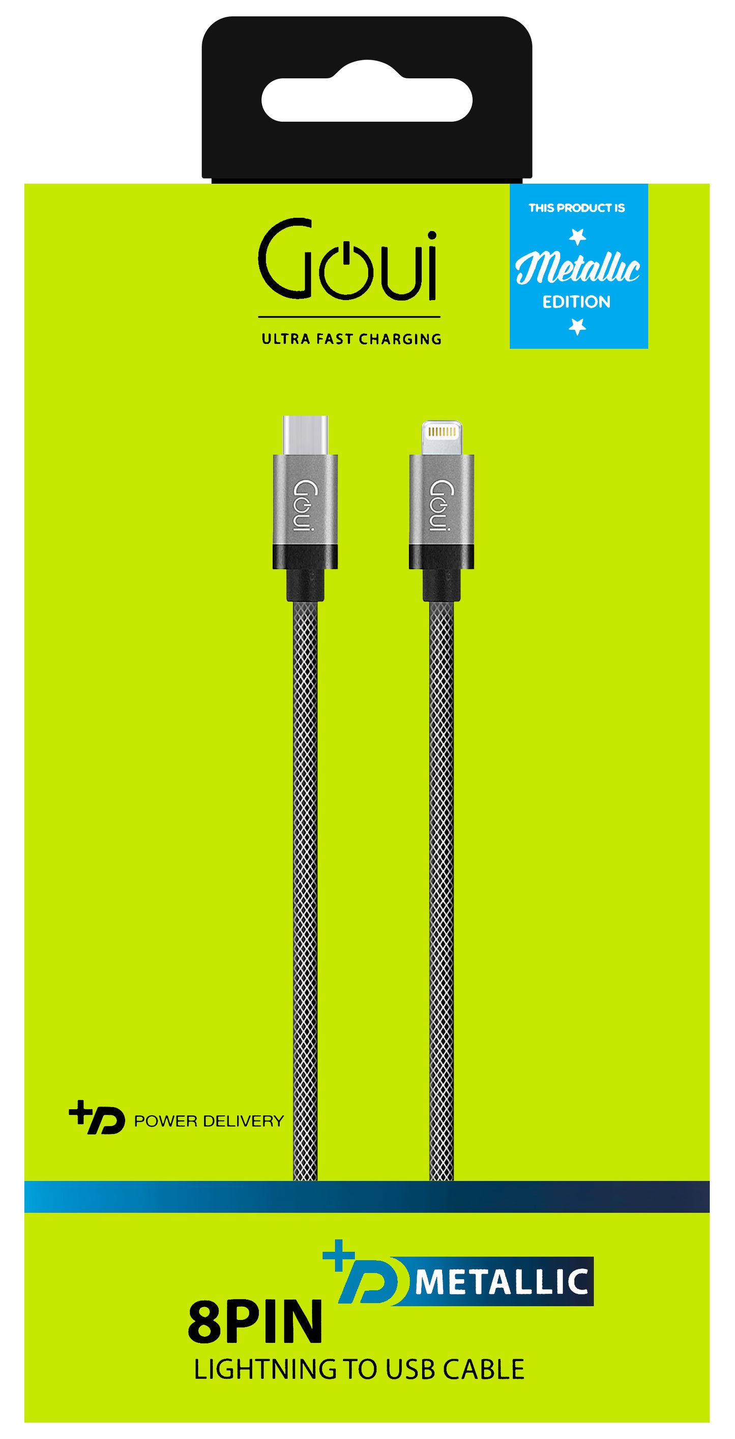 Cabo para carregamento e transmissão de dados USB-C - Lightning Goui Metallic, 18W, 1m, cinzento G-METALLICC94S