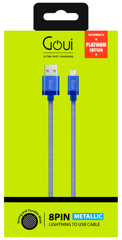 Cabo de carregamento e dados USB-A - Lightning Goui metálico, 18W, 1m, azul G-LC8PIN-02B