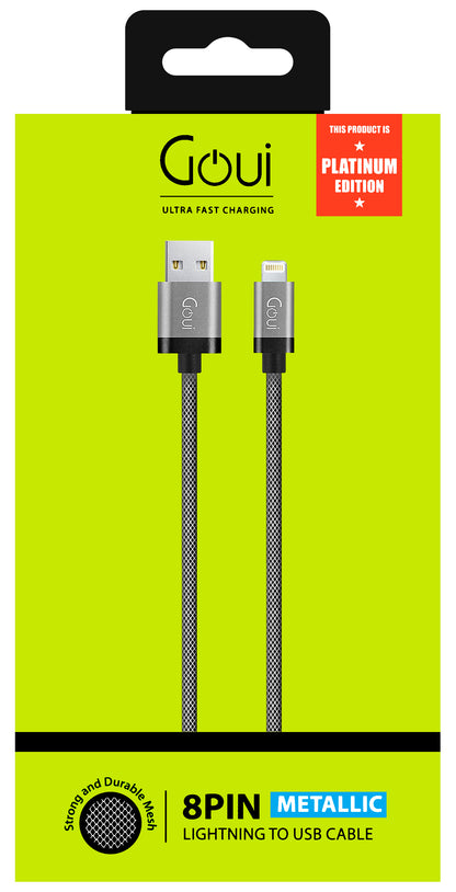 Cabo de carregamento e dados USB-A - Lightning Goui metálico, 18W, 1m, cinzento G-LC8PIN-02S G-LC8PIN-02S