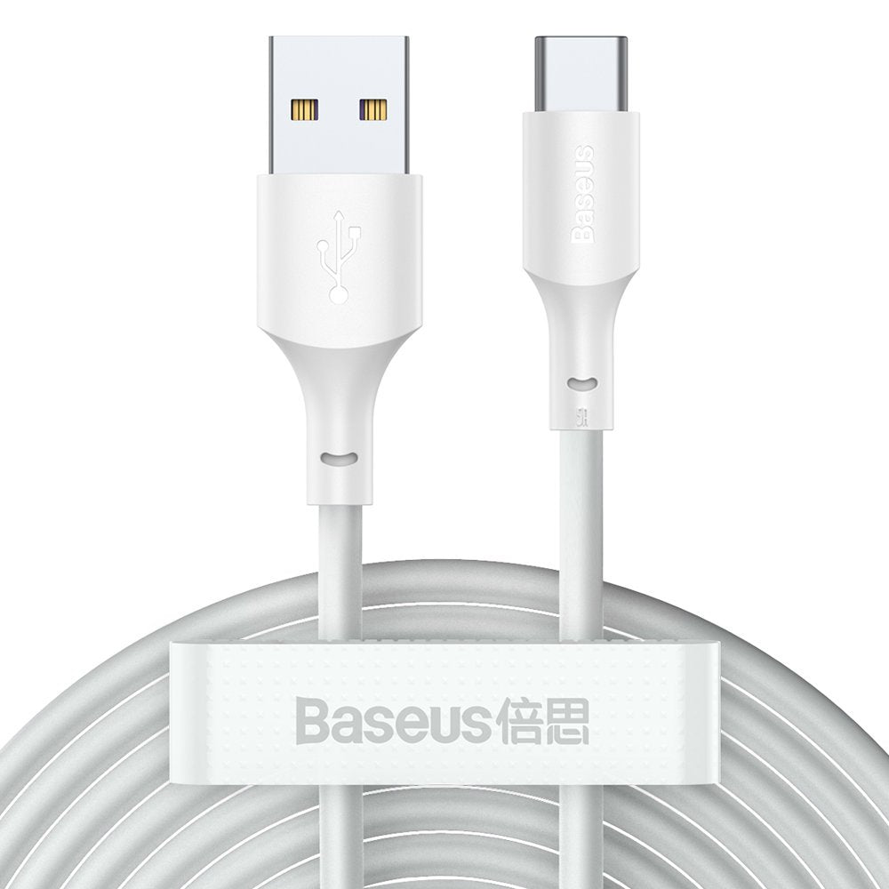 Cabo de carregamento e dados de baseus USB-A para USB-C, 40W, 1,5 m, branco TZCATZJ-02