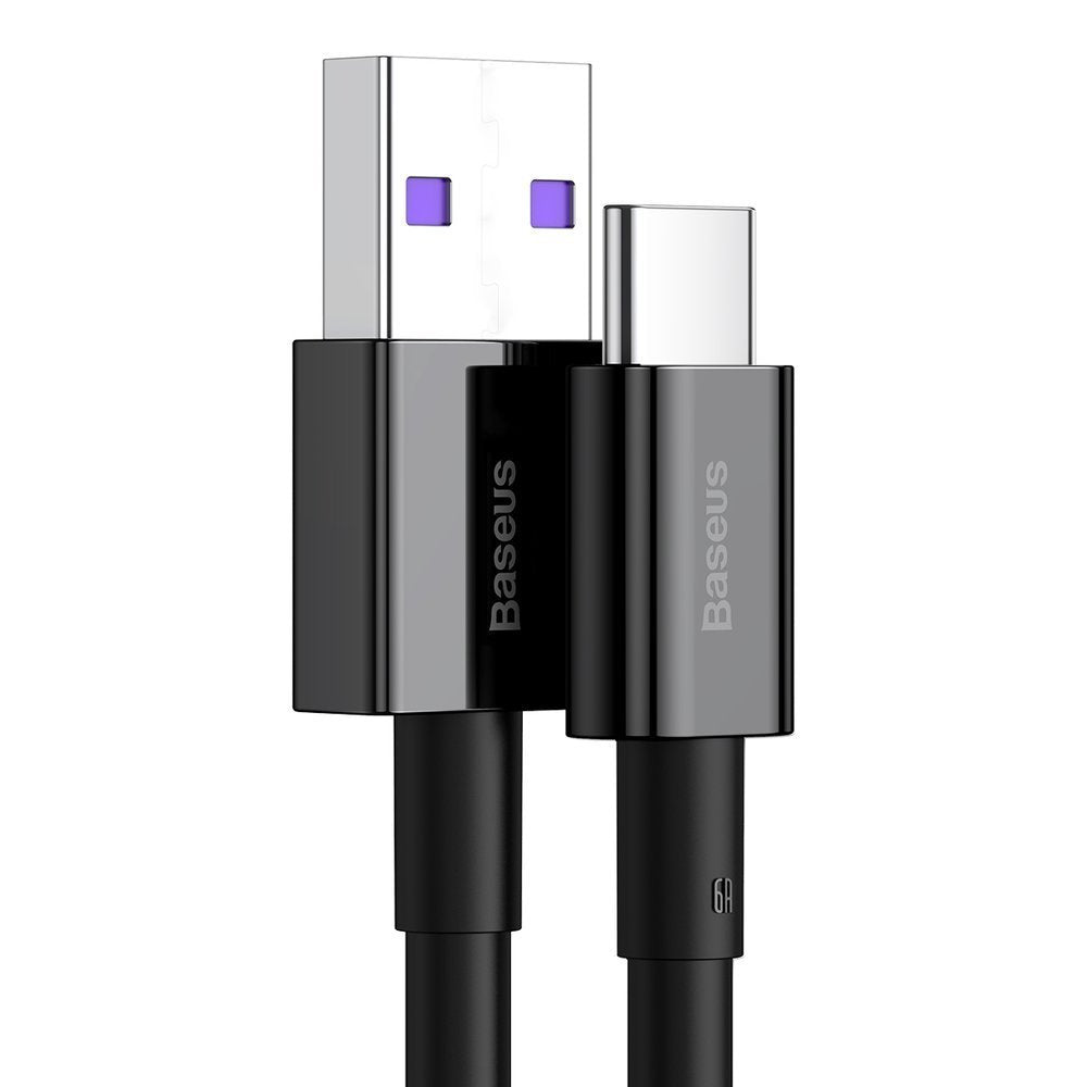 Cabo de carregamento e dados USB-A para USB-C Baseus Superior, 66W, 2m, preto CATYS-A01