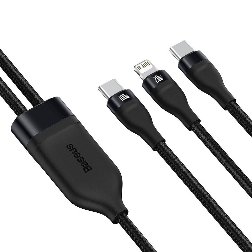 Cabo de Dados e Carregamento USB-C - Lightning / USB-C Baseus Flash Series 2in1, 100W, 1.2m, Preto CA1T2-F01