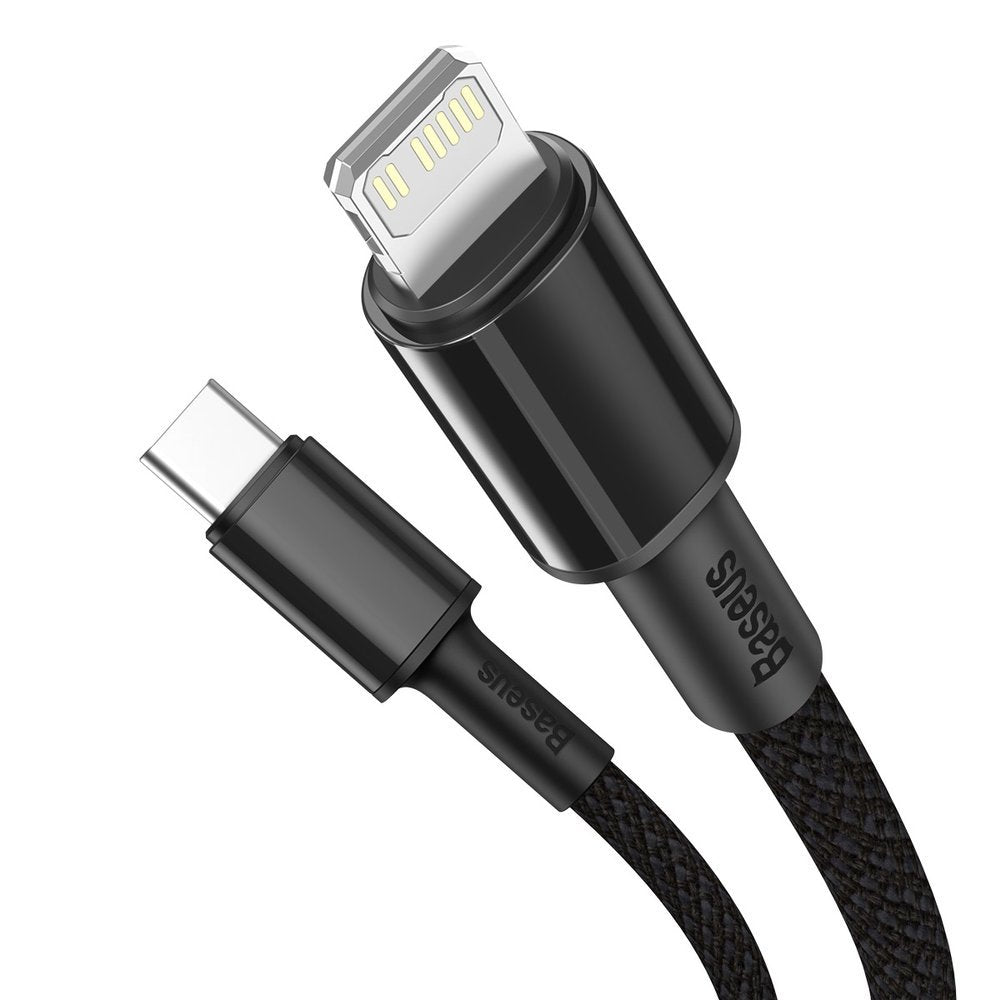 Baseus Cabo trançado de alta densidade USB-C - Lightning para dados e carregamento, 20W, 2m, preto CATLGD-A01