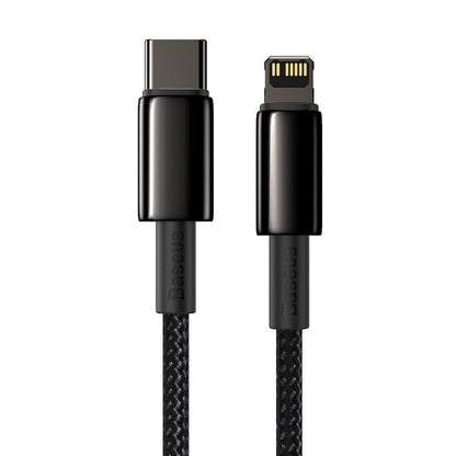 Cabo de carregamento e dados USB-C - Lightning Baseus Tungsténio Tungsténio Dourado, 20W, 2m, Preto CATLWWJ-A01