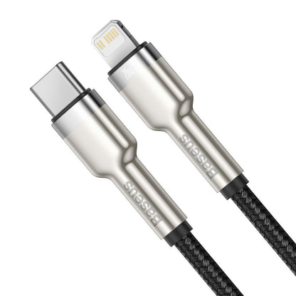 Cabo de Dados e Carregamento USB-C - Lightning Baseus Cafule Metal Series, 20W, 2m, Preto CATLJK-B01