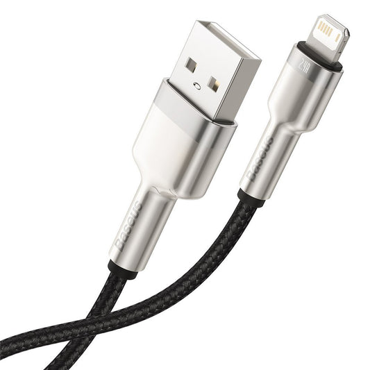 Cabo de Dados e Carregamento USB-A - Lightning Baseus Cafule Metal Series, 18W, 2m, Preto CALJK-B01