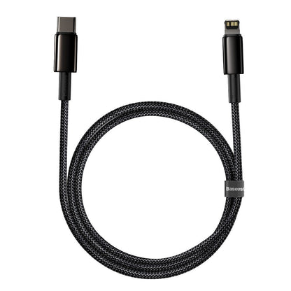 Cabo de carregamento e dados USB-C - Lightning Baseus Tungsténio Tungsténio Dourado, 20W, 1m, Preto CATLWJ-01 CATLWJ-01