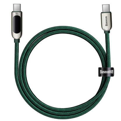 Cabo de carregamento e dados USB-C - Carregamento rápido do ecrã USB-C Baseus, 100W, 1m, verde CATSK-B06