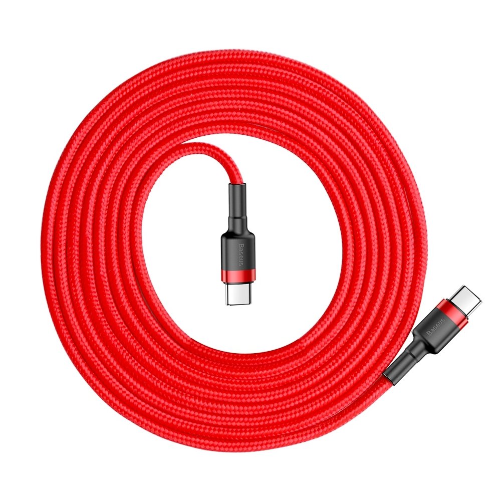 Cabo de carregamento e dados USB-C USB-C - Cabo USB-C Baseus Cafule, 60W, 2m, vermelho CATKLF-H09