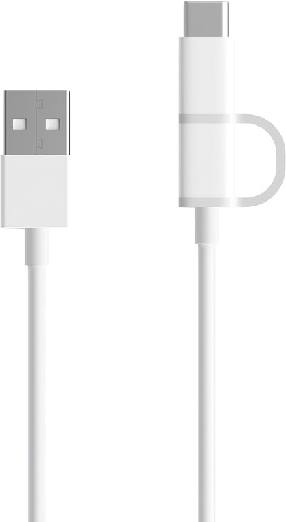 Cabo de carregamento e dados USB-A - microUSB / USB-C Xiaomi Mi 2in1, 18W, 1m, branco SJV4082TY 