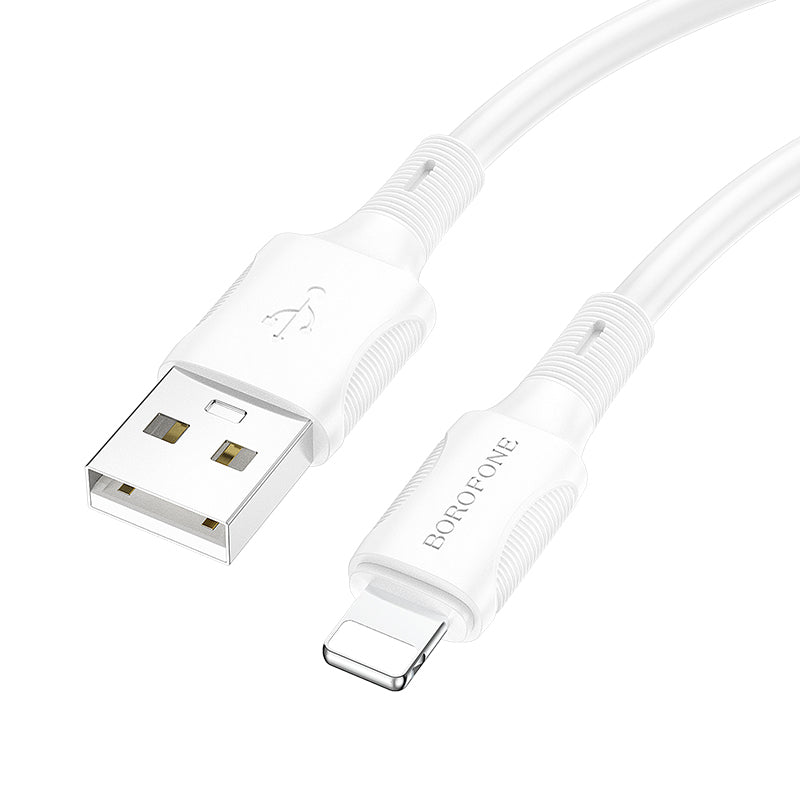 Cabo de carregamento e dados USB-A - Lightning Borofone BX80 Succeed, 18W, 1m, Branco 