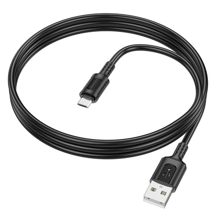 Cabo de carregamento e dados USB-A - microUSB Borofone BX111 Feliz, 18W, 1m, Preto 