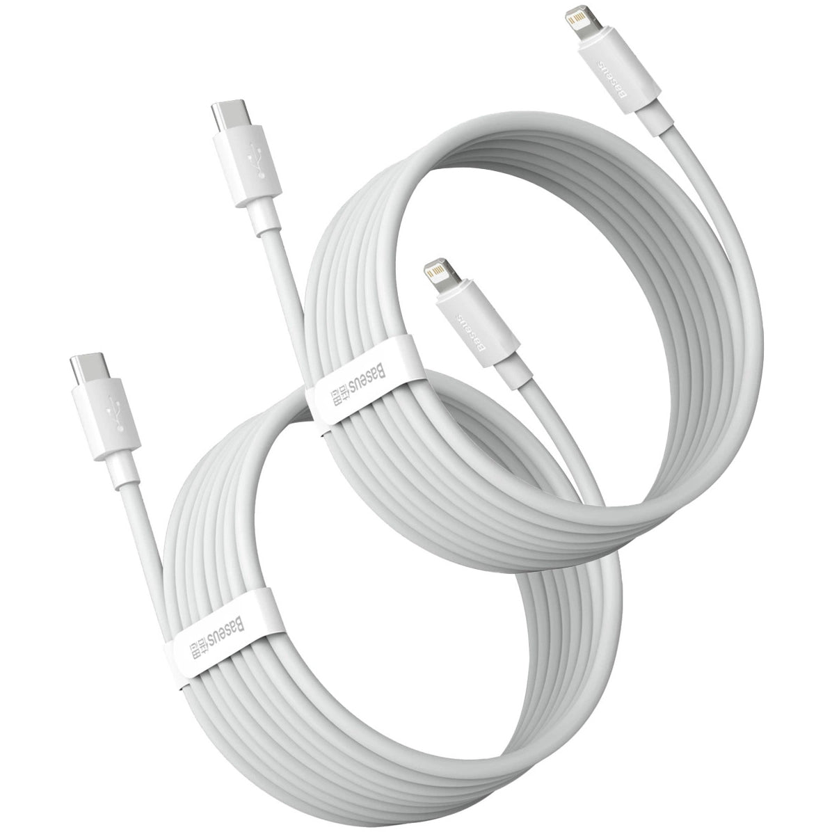 Baseus Simple Wisdom USB-C - Cabo de carregamento e dados Lightning Simple Wisdom, 20W, 1,5m, Conjunto 2 peças, Branco 