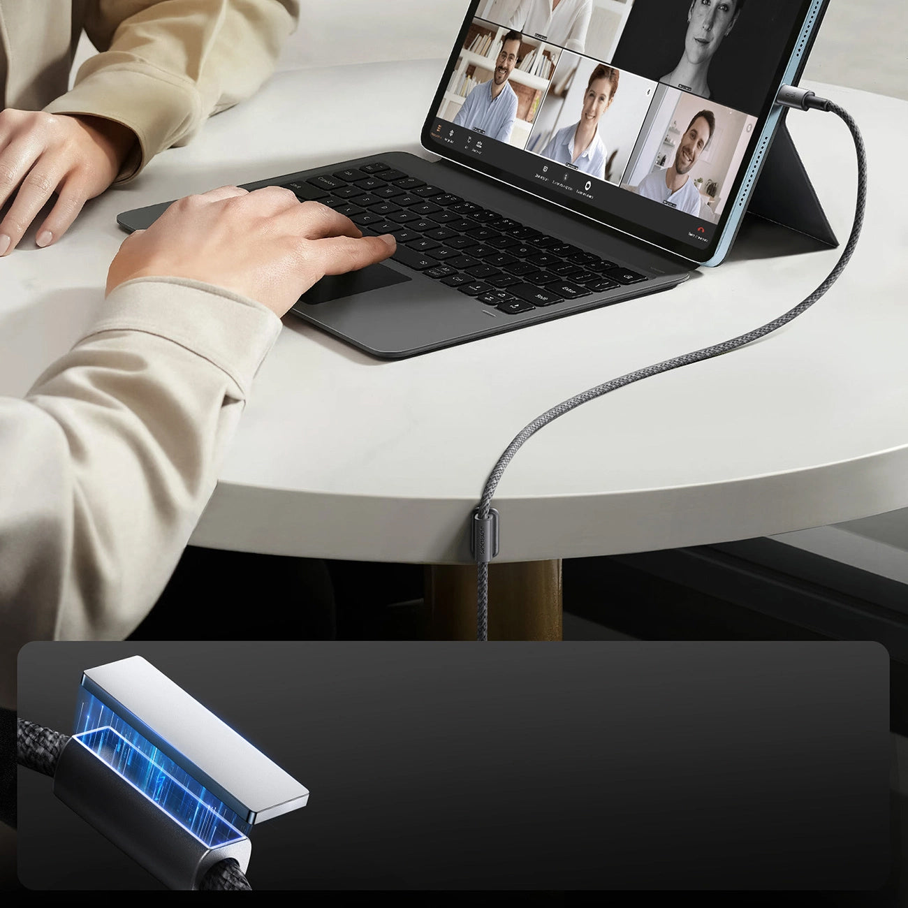 Cabo de Dados e Carregamento USB-A - USB-C Joyroom S-A50, 60W, 1.2m, Cinzento