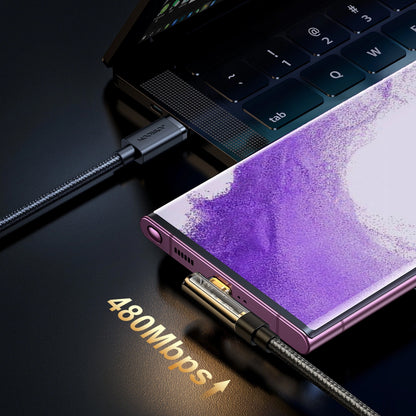 USB-C Data and Charging Cable - USB-C Joyroom S-CC100A6 Angled, 100W, 1.2m, Black