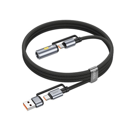 Cabo de Dados e Carregamento USB-C / USB-A - USB-C / Isqueiro Elétrico HOCO U138, 60W, 1.2m, Preto