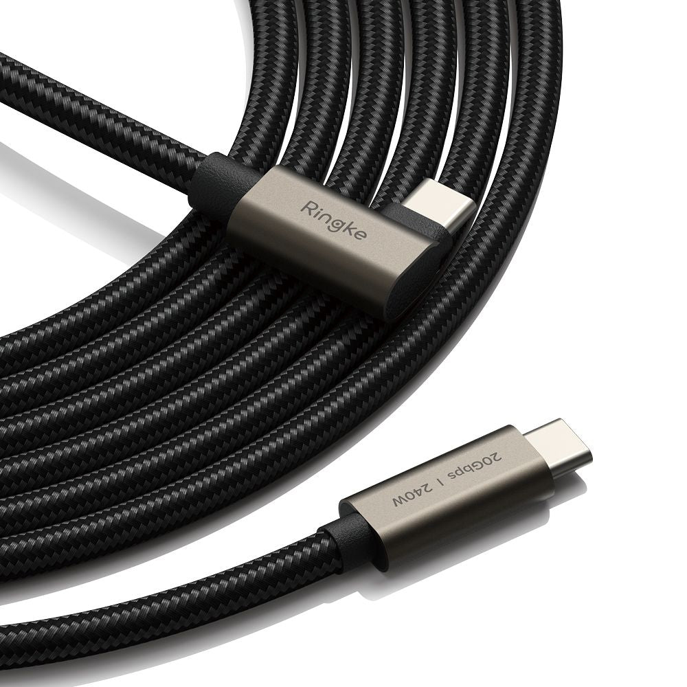 Cabo de Dados e Carregamento USB-C - USB-C Ringke 2X2 Angled, 240W, 2m, Preto