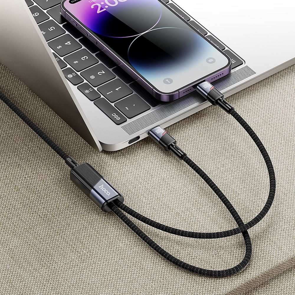 USB-C - Lightning / USB-C HOCO U139 2in1 Data and Charging Cable, 100W, 1.2m, Black