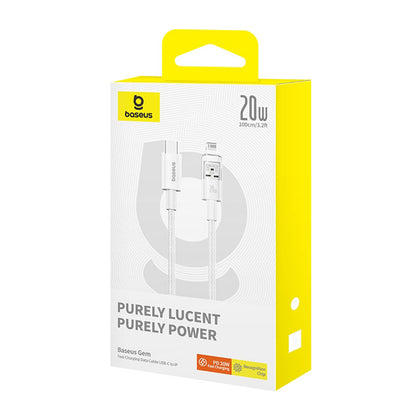 Cabo de Dados e Carregamento USB-C - Lightning Baseus Gem, 20W, 1m, Branco P10373001211-00