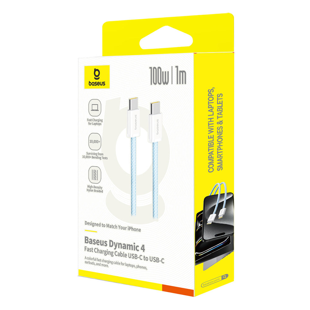 Cabo de Dados e Carregamento USB-C - USB-C Baseus Dynamic 4 Series, 100W, 1m, Azul P10381400311-00