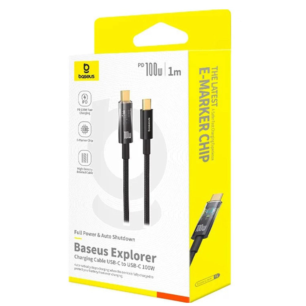 Cabo de Dados e Carregamento USB-C - USB-C Baseus Explorer, 100W, 1m, Preto P10319703111-00