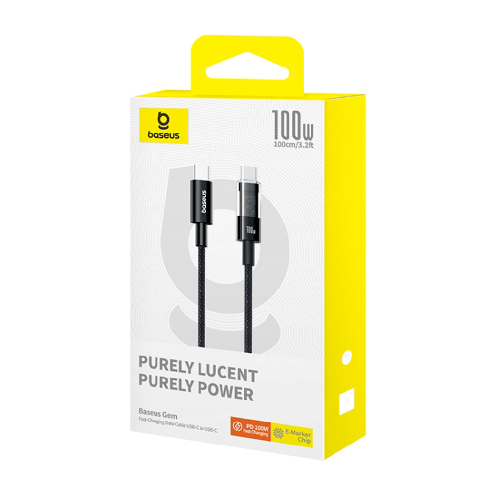 Cabo de Dados e Carregamento USB-C - USB-C Baseus Gem, 100W, 1m, Preto P10373000111-00