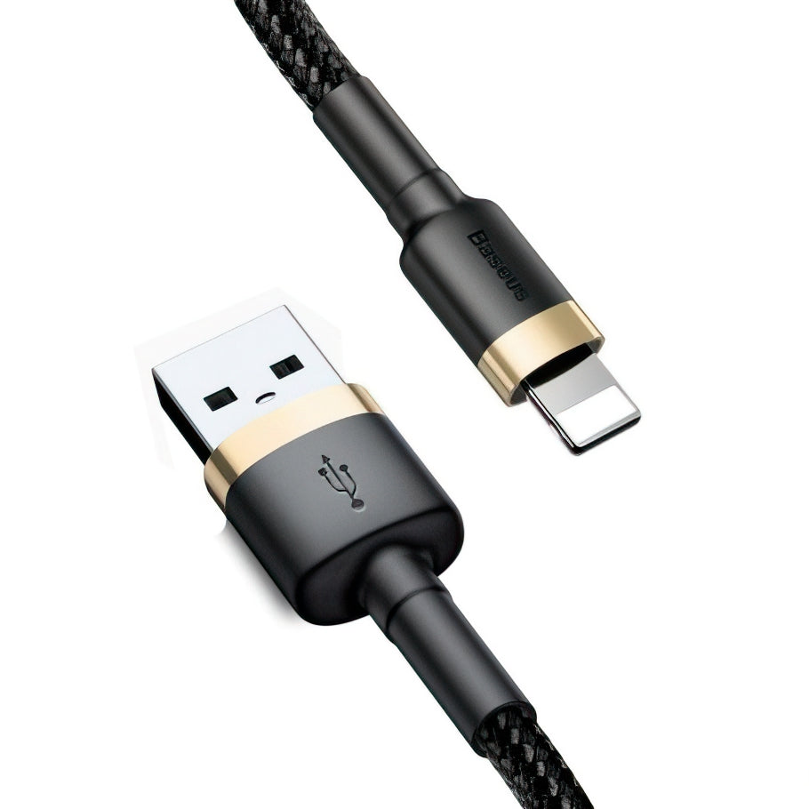 Cabo de Dados e Carregamento USB-A - Lightning Baseus Cafule, 18W, 3m, Dourado CALKLF-RV1