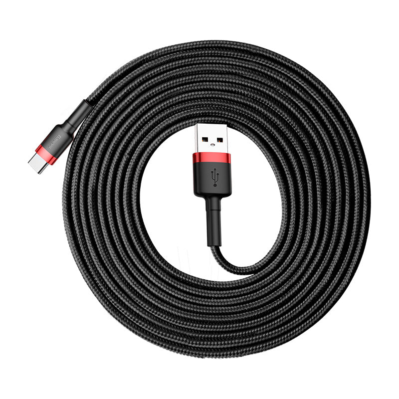 Cabo de Dados e Carregamento USB-A - USB-C Baseus Cafule, 18W, 3m, Vermelho CATKLF-U91