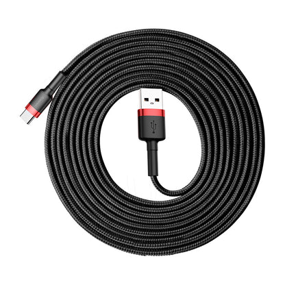 Cabo de Dados e Carregamento USB-A - USB-C Baseus Cafule, 18W, 3m, Vermelho CATKLF-U91