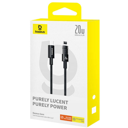 Cabo de Dados e Carregamento USB-C - Lightning Baseus Gem, 20W, 1m, Preto P10373001111-00